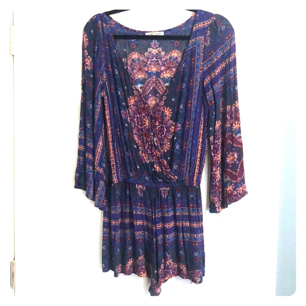 Purple/ blue patterned romper